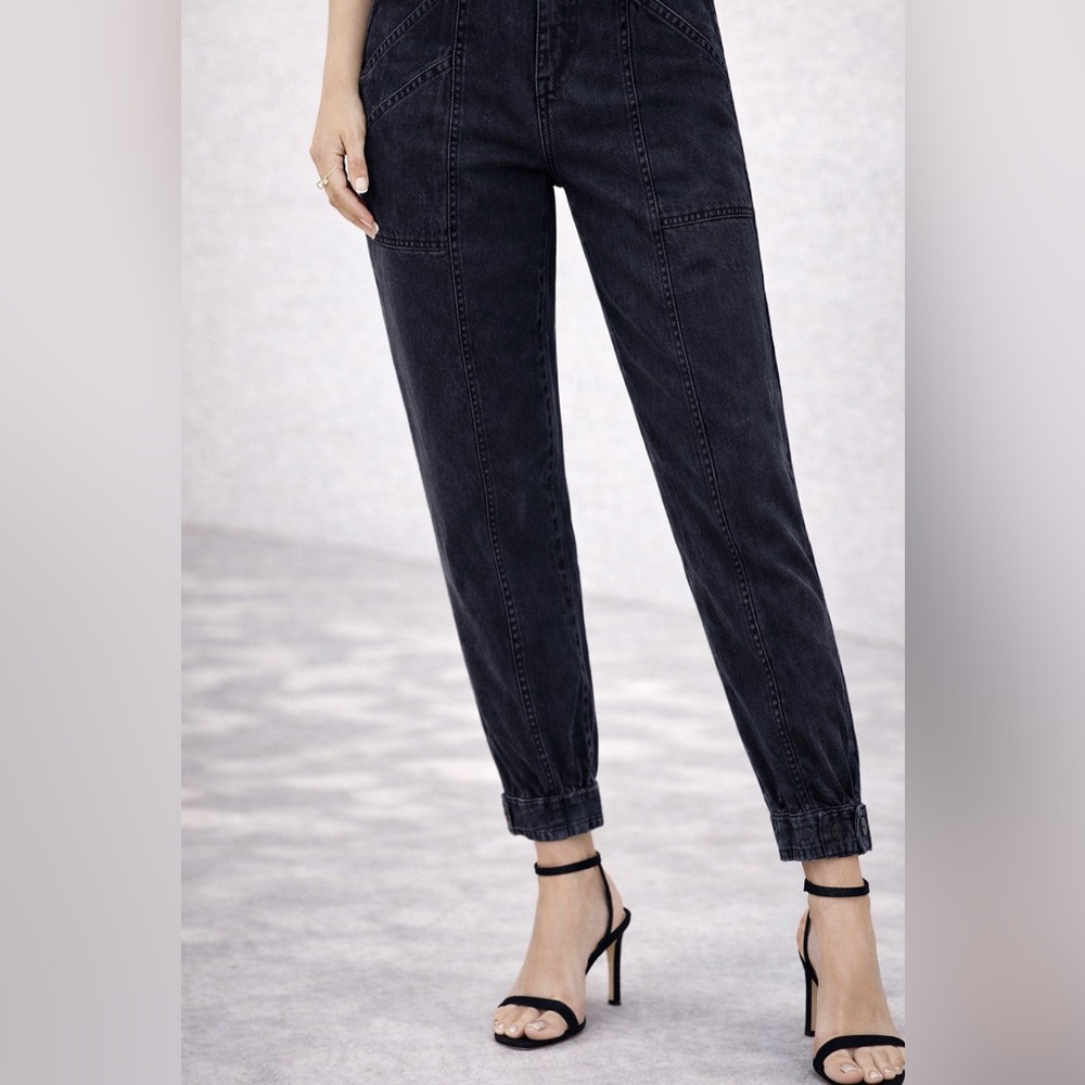 & Other Stories Utility Pants High Rise Pleated Ankle Black Womens 8